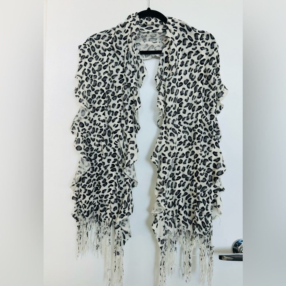 Black and white animal print scarf / shawl